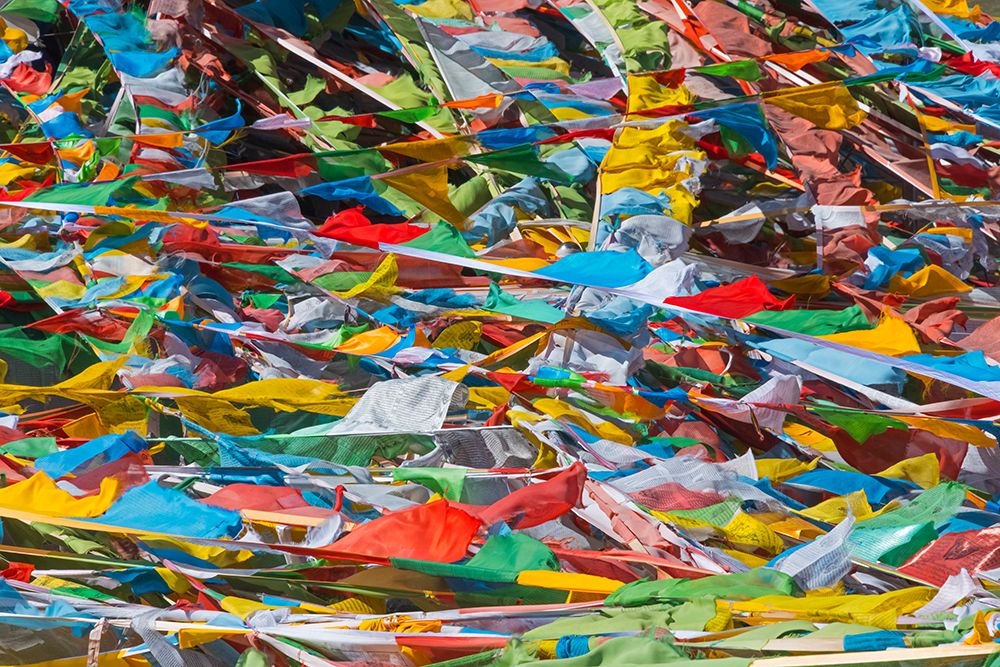 Prayer flags on Tibetan Plateau-Namtso-Lake Nam-Tibet-China